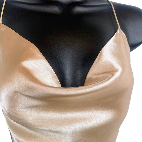 New Small Backless Silky Ivory Triangle Crop Top Blouse Satin‎ Adjustable halter - Picture 4 of 7